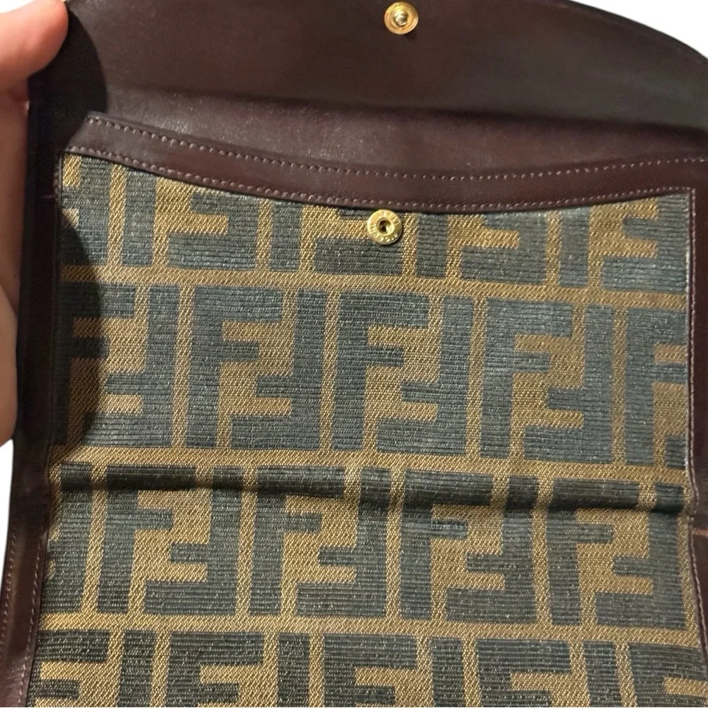 Fendi Vintage Zucca Monogram Canvas & Leather Clutch Wallet - Picture 9 of 15